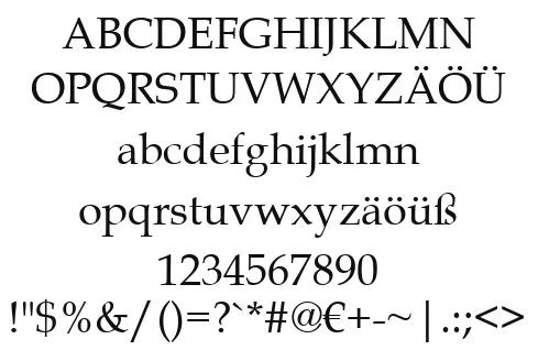 Vorschautext für Schriftart Book Antiqua