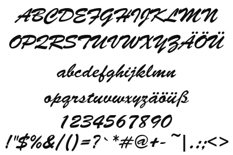 Vorschautext für Schriftart Brush Script
