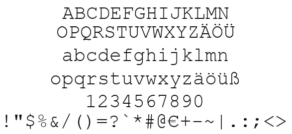Vorschautext für Schriftart Courier New