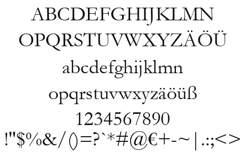 Vorschautext für Schriftart Garamond