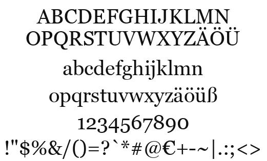 Vorschautext für Schriftart Georgia