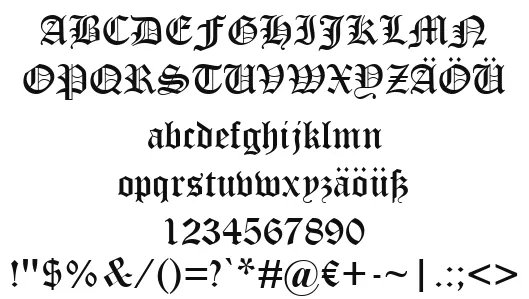 Vorschautext für Schriftart Old English Text MT