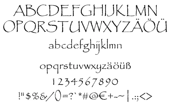 Vorschautext für Schriftart Papyrus