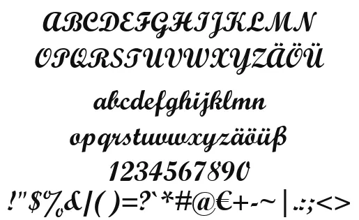 Vorschautext für Schriftart Script MT Bold
