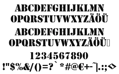 Vorschautext für Schriftart Stencil