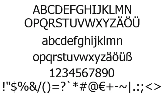 Vorschautext für Schriftart Tahoma