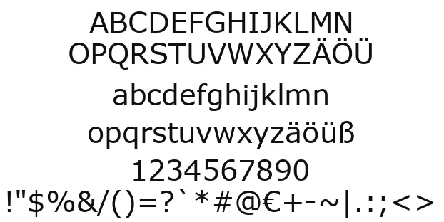 Vorschautext für Schriftart Verdana