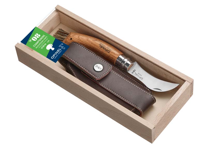 Pilzmesser, rostfrei, Eichenholz, mit Etui