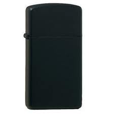 Zippo - Schwarz matt Slim mit messingfarbener Gravur