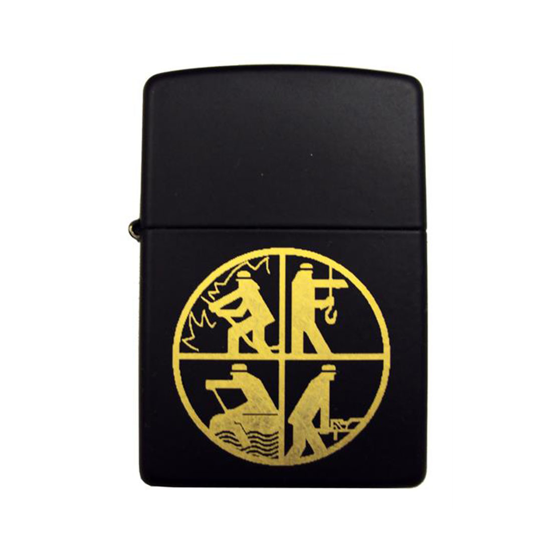 Zippo "schwarz matt" Retten-Löschen-Bergen-Schützen, Messing unterlegt